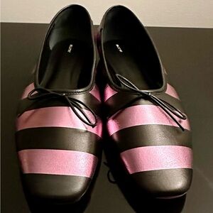 Maeve Black and Pink Striped Flats